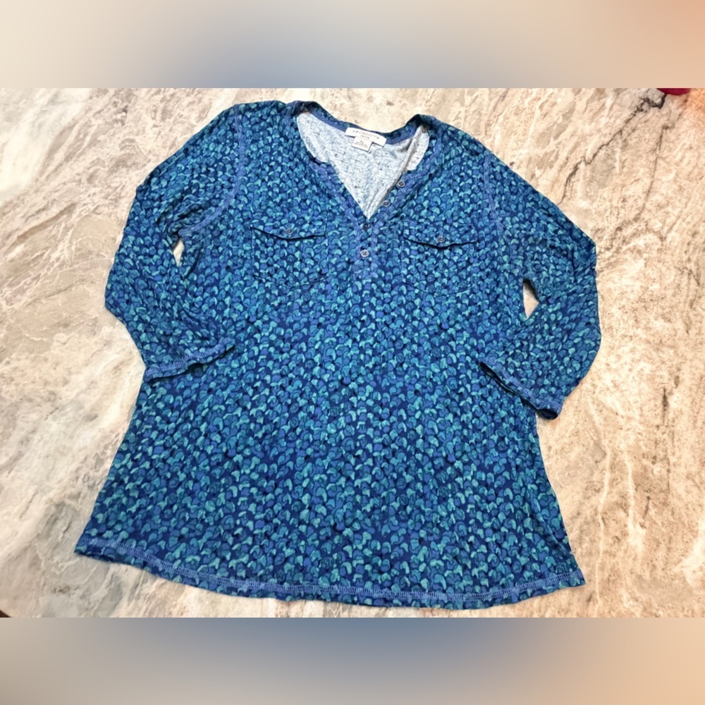 Liz Claiborne Petite Blue Teal Floral Cardigan PL